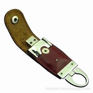 Real Leather USB Flash Drive, Popular Shape, Customized Logo/Color/Package Welcomed, for Promotion